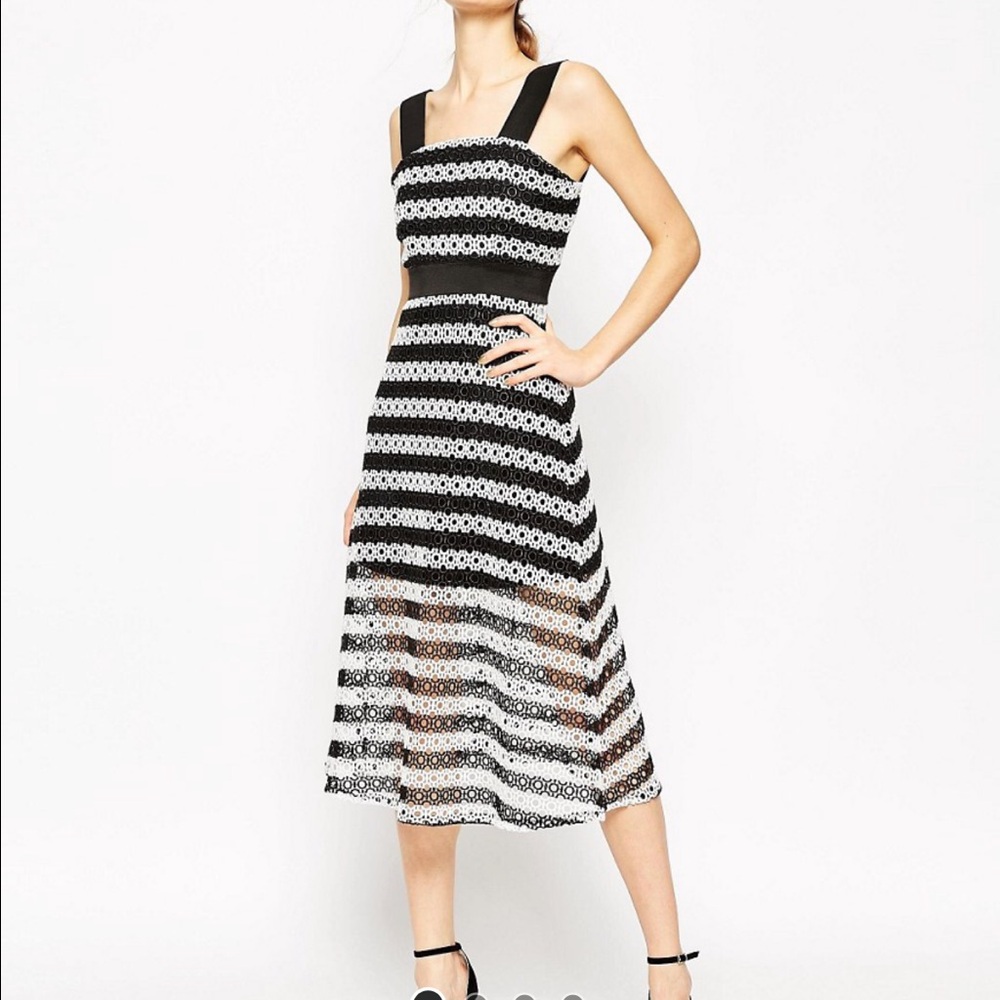 ASOS Premium Lace Midi Dress Stripe
